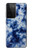 W3439 Tissu Indigo Tie Dye Etui Coque Housse et Flip Housse Cuir pour Samsung Galaxy S21 Ultra 5G