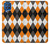 W3421 Noir Orange Blanc Argyle Plaid Etui Coque Housse et Flip Housse Cuir pour Samsung Galaxy M62