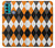 W3421 Noir Orange Blanc Argyle Plaid Etui Coque Housse et Flip Housse Cuir pour Motorola Moto G60, G40 Fusion