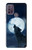 W3693 Pleine lune du loup blanc sinistre Etui Coque Housse et Flip Housse Cuir pour Motorola Moto G10 Power