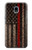 W3804 Graphique de drapeau de ligne rouge en métal de pompier Etui Coque Housse et Flip Housse Cuir pour Samsung Galaxy J3 (2018), J3 Star, J3 V 3rd Gen, J3 Orbit, J3 Achieve, Express Prime 3, Amp Prime 3