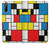 W3814 Composition de dessin au trait Piet Mondrian Etui Coque Housse et Flip Housse Cuir pour Sony Xperia L4