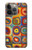 W3409 Carrés cercles concentriques Etui Coque Housse et Flip Housse Cuir pour iPhone 13 Pro