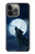W3693 Pleine lune du loup blanc sinistre Etui Coque Housse et Flip Housse Cuir pour iPhone 13 Pro