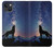 W3555 Loup Hurlant Million étoiles Etui Coque Housse et Flip Housse Cuir pour iPhone 13 mini