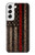 W3804 Graphique de drapeau de ligne rouge en métal de pompier Etui Coque Housse et Flip Housse Cuir pour Samsung Galaxy S22