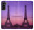 W3447 Paris Eiffel Le coucher du soleil Etui Coque Housse et Flip Housse Cuir pour Samsung Galaxy S22 Plus