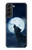 W3693 Pleine lune du loup blanc sinistre Etui Coque Housse et Flip Housse Cuir pour Samsung Galaxy S22 Plus