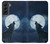 W3693 Pleine lune du loup blanc sinistre Etui Coque Housse et Flip Housse Cuir pour Samsung Galaxy S22 Plus