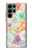 W3705 Fleur florale pastel Etui Coque Housse et Flip Housse Cuir pour Samsung Galaxy S22 Ultra