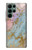 W3717 Imprimé graphique en marbre bleu pastel or rose Etui Coque Housse et Flip Housse Cuir pour Samsung Galaxy S22 Ultra
