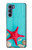 W3428 Aqua Bois Coquille d'étoile de mer Etui Coque Housse et Flip Housse Cuir pour Motorola Edge S30