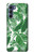 W3457 Papier Palm Monstera Etui Coque Housse et Flip Housse Cuir pour Motorola Edge S30