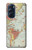 W3418 Carte du monde millésimé Etui Coque Housse et Flip Housse Cuir pour Motorola Edge X30