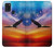 W3841 Pygargue à tête blanche volant dans un ciel coloré Etui Coque Housse et Flip Housse Cuir pour Samsung Galaxy A21s