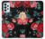 W3112 Motif floral Rose Noir Etui Coque Housse et Flip Housse Cuir pour Samsung Galaxy A23