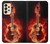W0415 Graver guitare feu Etui Coque Housse et Flip Housse Cuir pour Samsung Galaxy A33 5G