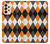 W3421 Noir Orange Blanc Argyle Plaid Etui Coque Housse et Flip Housse Cuir pour Samsung Galaxy A33 5G