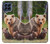W3558 Famille d'ours Etui Coque Housse et Flip Housse Cuir pour Samsung Galaxy M53