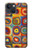 W3409 Carrés cercles concentriques Etui Coque Housse et Flip Housse Cuir pour iPhone 14