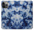 W3439 Tissu Indigo Tie Dye Etui Coque Housse et Flip Housse Cuir pour iPhone 14 Pro