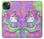 W3264 Pastel Licorne Etui Coque Housse et Flip Housse Cuir pour iPhone 14 Plus