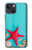 W3428 Aqua Bois Coquille d'étoile de mer Etui Coque Housse et Flip Housse Cuir pour iPhone 14 Plus