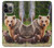 W3558 Famille d'ours Etui Coque Housse et Flip Housse Cuir pour iPhone 14 Pro Max