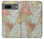 W3418 Carte du monde millésimé Etui Coque Housse et Flip Housse Cuir pour Google Pixel 7