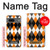 W3421 Noir Orange Blanc Argyle Plaid Etui Coque Housse et Flip Housse Cuir pour Google Pixel 7