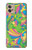 W3273 Fleur Ligne Motif Art Etui Coque Housse et Flip Housse Cuir pour Motorola Moto G32