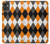 W3421 Noir Orange Blanc Argyle Plaid Etui Coque Housse et Flip Housse Cuir pour Motorola Moto G32