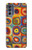 W3409 Carrés cercles concentriques Etui Coque Housse et Flip Housse Cuir pour Motorola Moto G62 5G