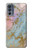 W3717 Imprimé graphique en marbre bleu pastel or rose Etui Coque Housse et Flip Housse Cuir pour Motorola Moto G62 5G
