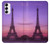 W3447 Paris Eiffel Le coucher du soleil Etui Coque Housse et Flip Housse Cuir pour Samsung Galaxy S23