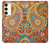 W3402 Floral Paisley Seamless Etui Coque Housse et Flip Housse Cuir pour Samsung Galaxy S23 Plus