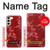 W3817 Motif de fleurs de cerisier floral rouge Etui Coque Housse et Flip Housse Cuir pour Samsung Galaxy S23 Plus