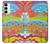 W3407 hippie Art Etui Coque Housse et Flip Housse Cuir pour Samsung Galaxy A14 5G