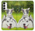 W3795 Peinture Husky Sibérien Ludique Chaton Grincheux Etui Coque Housse et Flip Housse Cuir pour Samsung Galaxy A14 5G