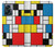 W3814 Composition de dessin au trait Piet Mondrian Etui Coque Housse et Flip Housse Cuir pour OnePlus Nord N300