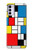 W3814 Composition de dessin au trait Piet Mondrian Etui Coque Housse et Flip Housse Cuir pour Motorola Moto G42