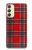 W2374 Motif Tartan Rouge Etui Coque Housse et Flip Housse Cuir pour Samsung Galaxy A24 4G