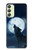W3693 Pleine lune du loup blanc sinistre Etui Coque Housse et Flip Housse Cuir pour Samsung Galaxy A24 4G