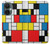 W3814 Composition de dessin au trait Piet Mondrian Etui Coque Housse et Flip Housse Cuir pour OnePlus Nord CE 3 Lite, Nord N30 5G