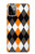 W3421 Noir Orange Blanc Argyle Plaid Etui Coque Housse et Flip Housse Cuir pour Motorola Moto G Power (2023) 5G