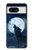 W3693 Pleine lune du loup blanc sinistre Etui Coque Housse et Flip Housse Cuir pour Google Pixel 8