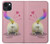 W3923 Queue d'arc-en-ciel de fond de chat Etui Coque Housse et Flip Housse Cuir pour iPhone 14 Plus