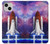 W3913 Navette spatiale nébuleuse colorée Etui Coque Housse et Flip Housse Cuir pour iPhone 13