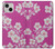 W3924 Fond rose fleur de cerisier Etui Coque Housse et Flip Housse Cuir pour iPhone 13