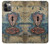 W3955 Porte Météo Vintage avec Trou de Serrure Etui Coque Housse et Flip Housse Cuir pour iPhone 12, iPhone 12 Pro